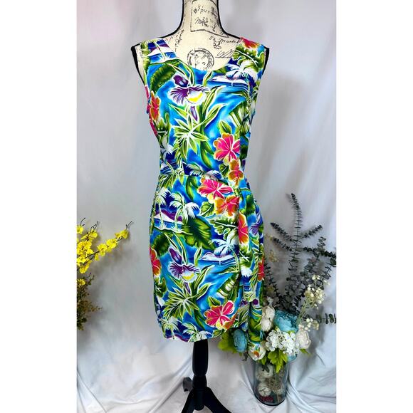 Vintage Expressions Hawaiian Floral Dress w/Wrap Around Skirt 12 - Picture 1 of 16